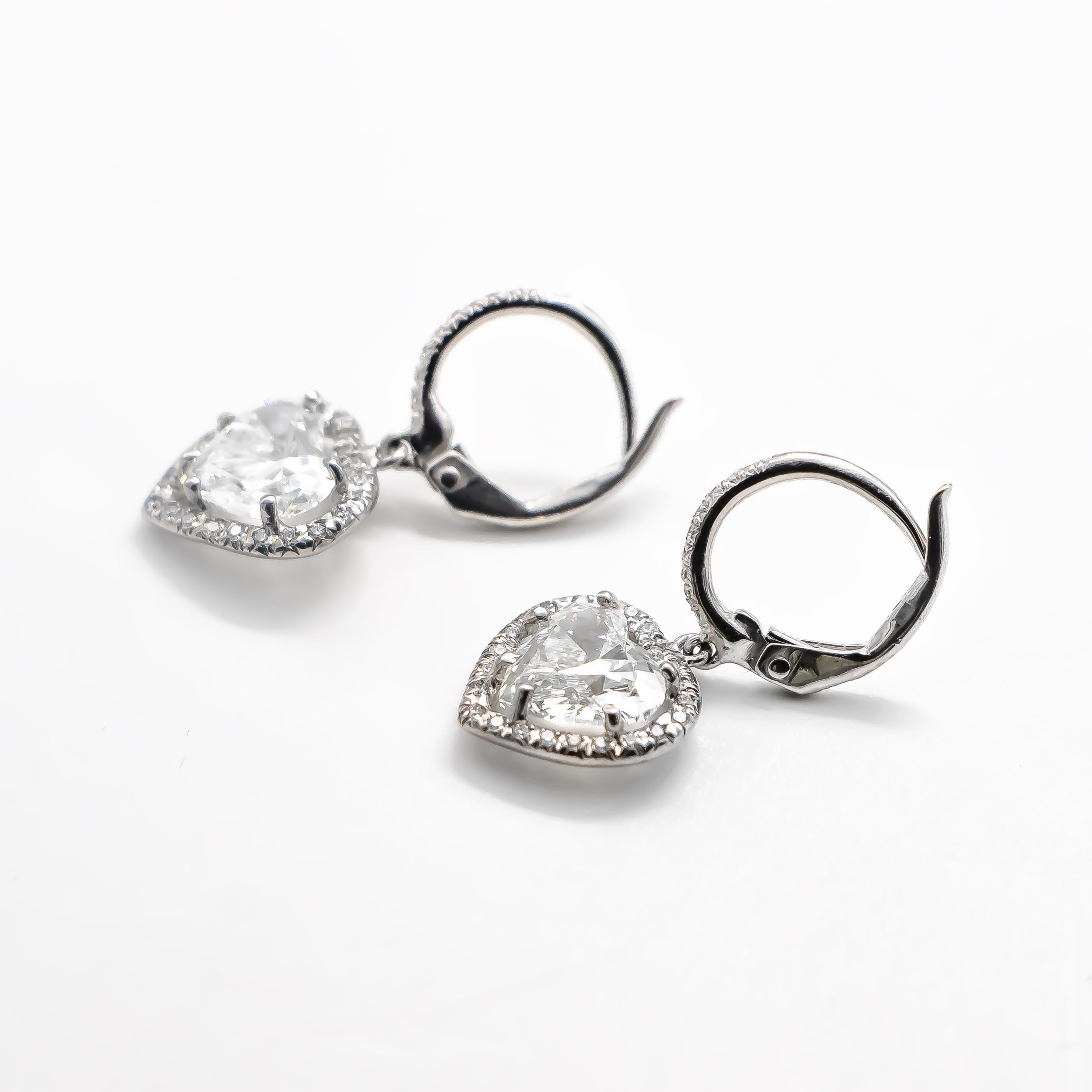 Graff GIA Certified Heart Diamond Earrings 3.86 Carat Total 18 Karat Gold In Excellent Condition In Las Vegas, NV