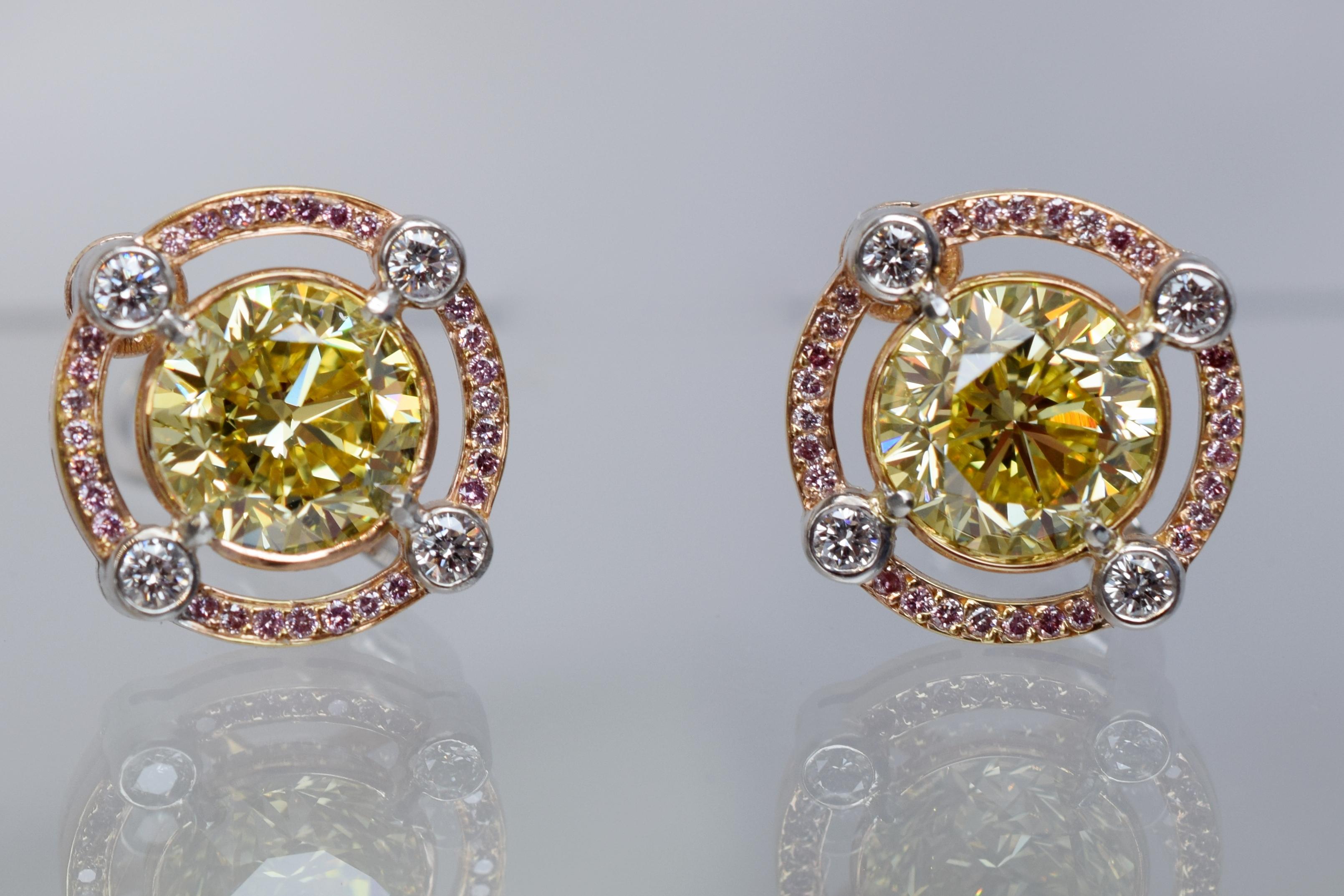 Graff GIA lebhafte gelbe Diamant-Ohrringe im Angebot 3