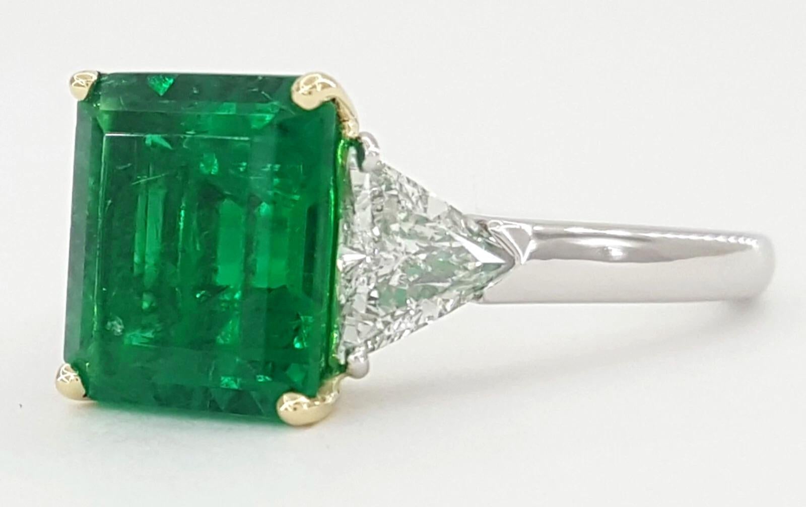 GRAFF Gubelin Zertifizierter kolumbianischer Smaragd & Diamant Dreistein-Ring im Angebot 1