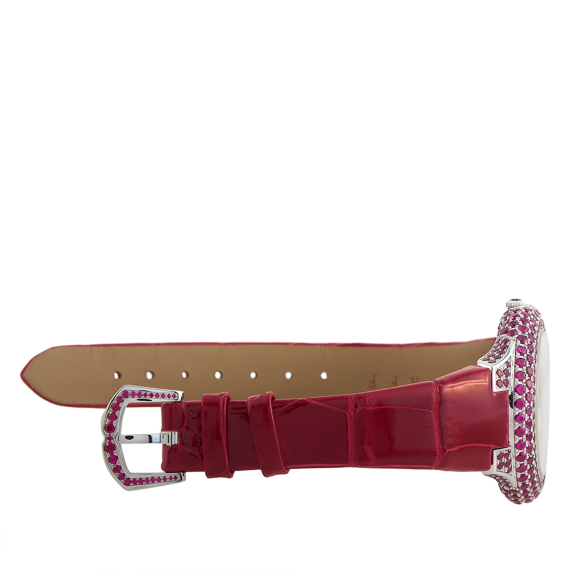 Round Cut Graff Halo Ruby Watch GHWGRMP