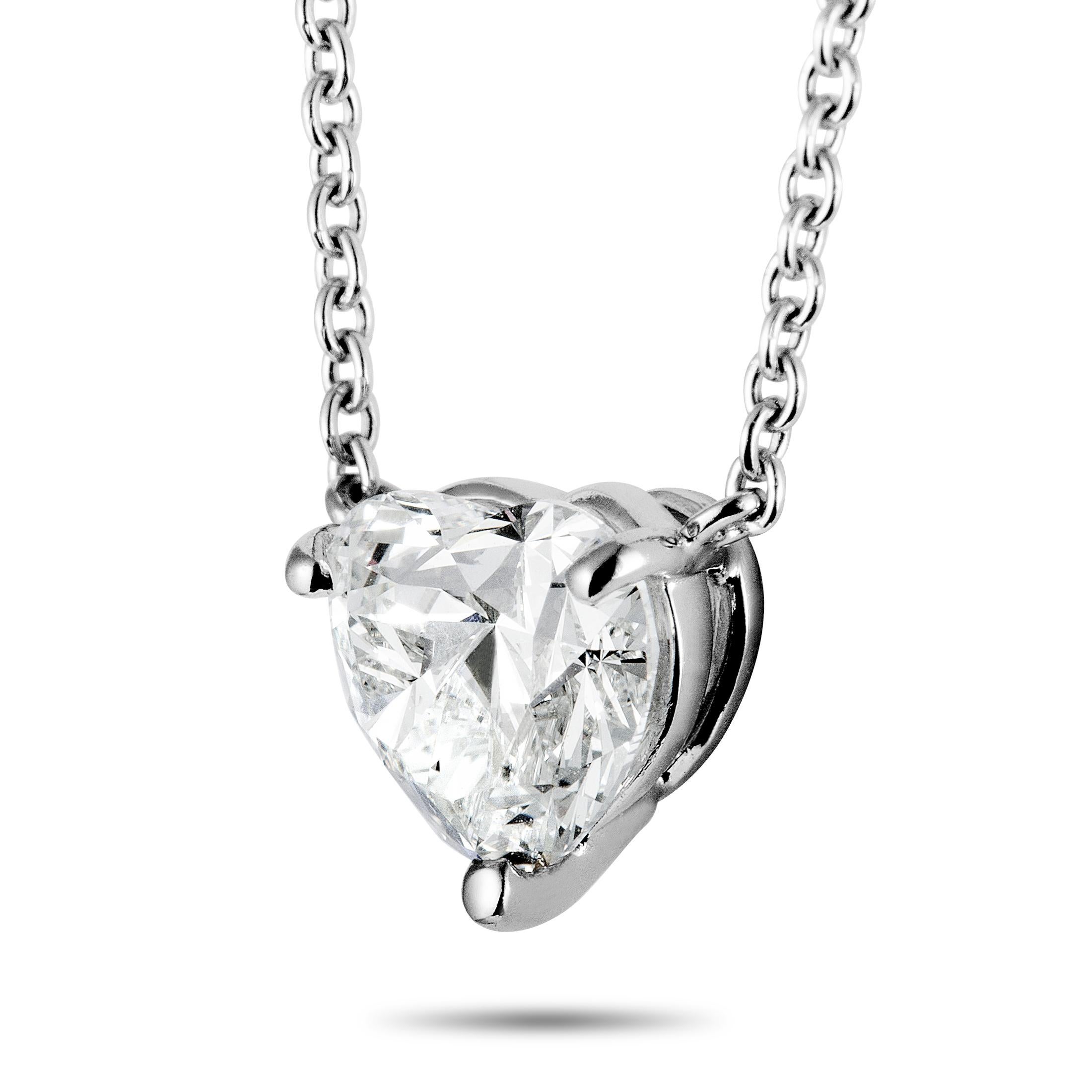 Graff Heart Diamond Platinum Pendant Necklace In Excellent Condition In Southampton, PA