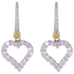 Graff Heart Silhouette White Gold 1.62 Carat Round Diamond Drop/Dangle Earrings