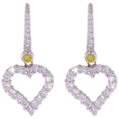 Graff Heart Silhouette White Gold 1.62 Carat Round Diamond Drop/Dangle Earrings