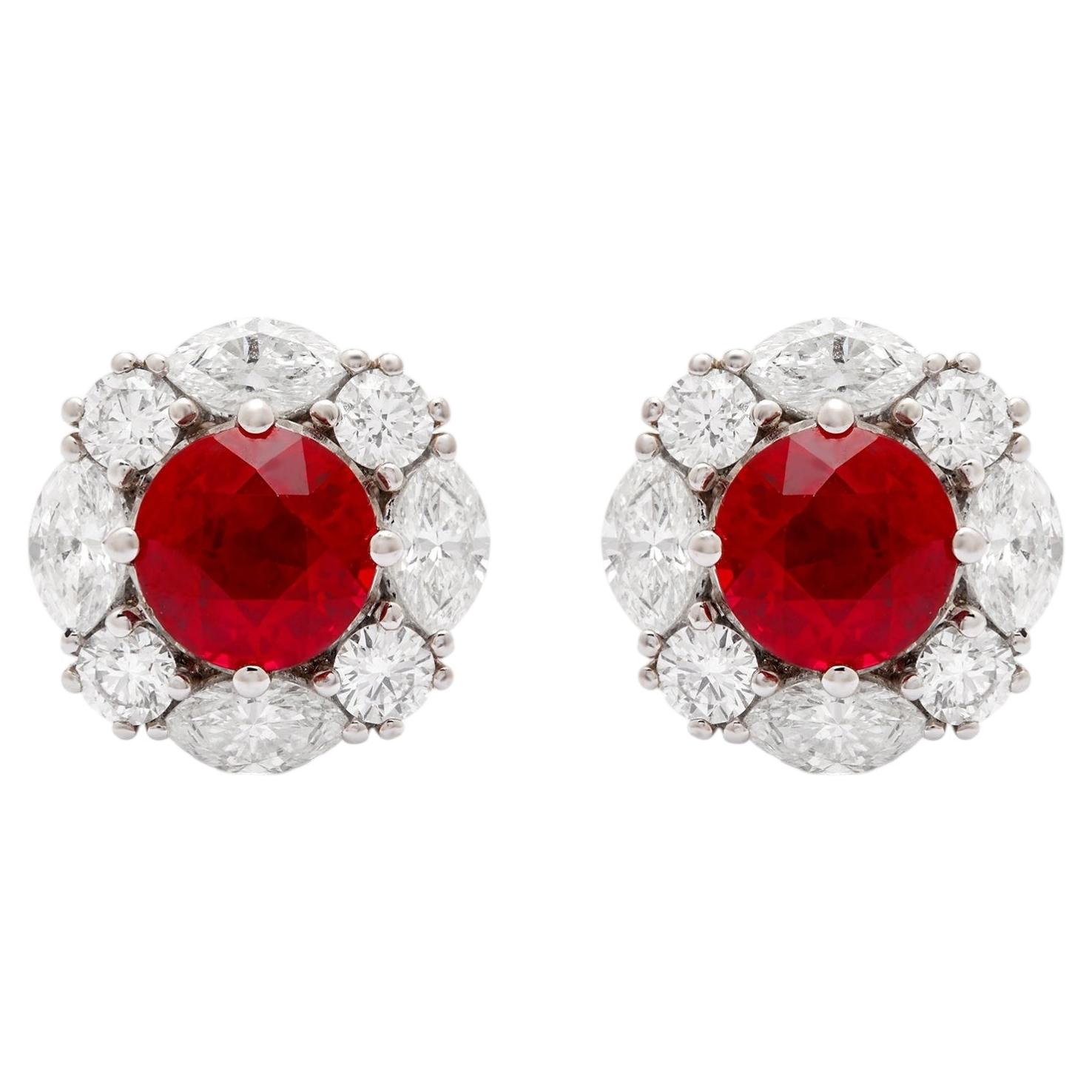 Graff High jewellery white gold ruby & Diamond earrings For Sale