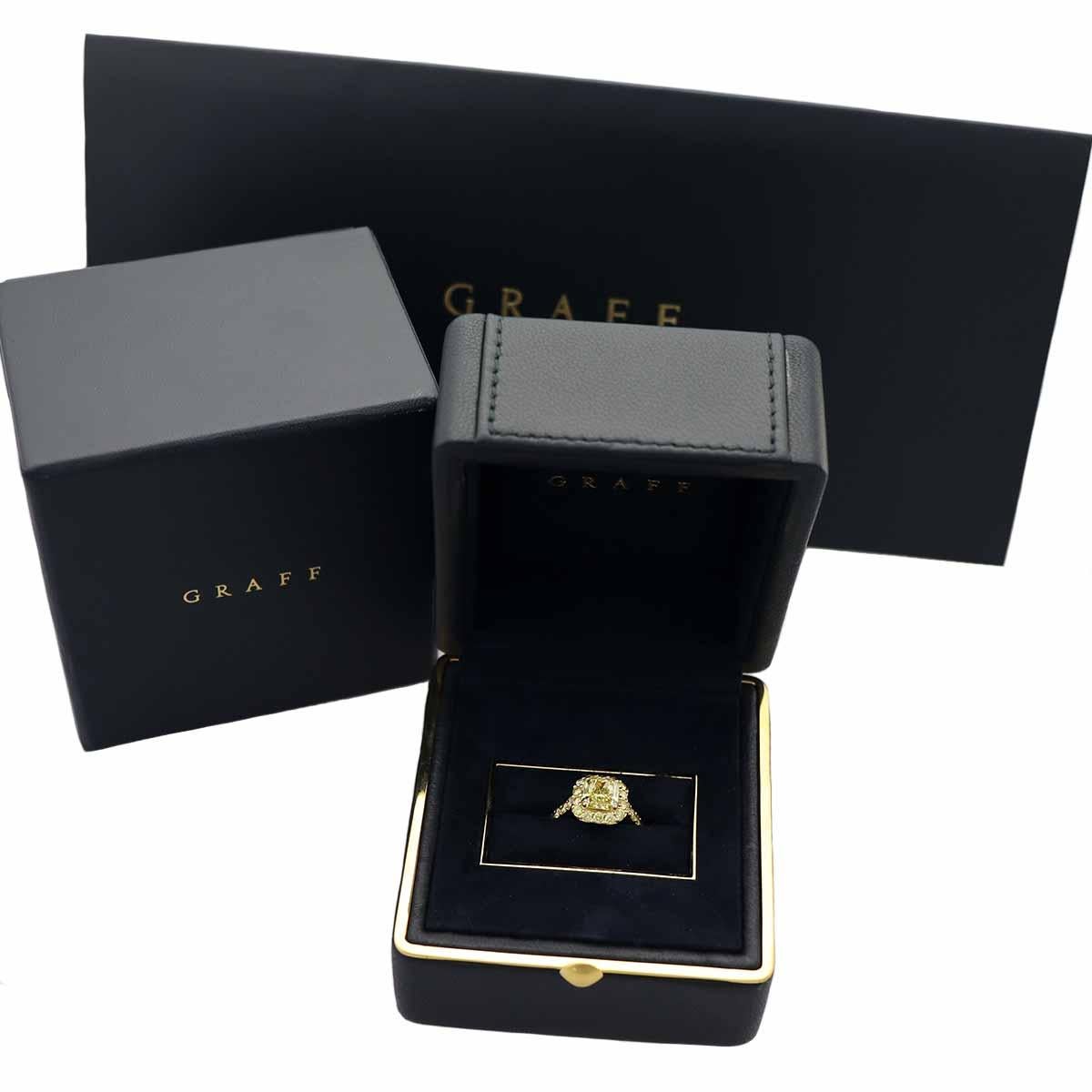 GRAFF Icone 2.09ct Fancy Vivid Yellow Diamond SI1 Bague en or jaune 18K 750 4 3/4 en vente 1