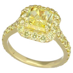GRAFF Icon 2,09 Karat Fancy Vivid Gelber Diamant SI1 18K 750 Gelbgold Ring 4 3/4