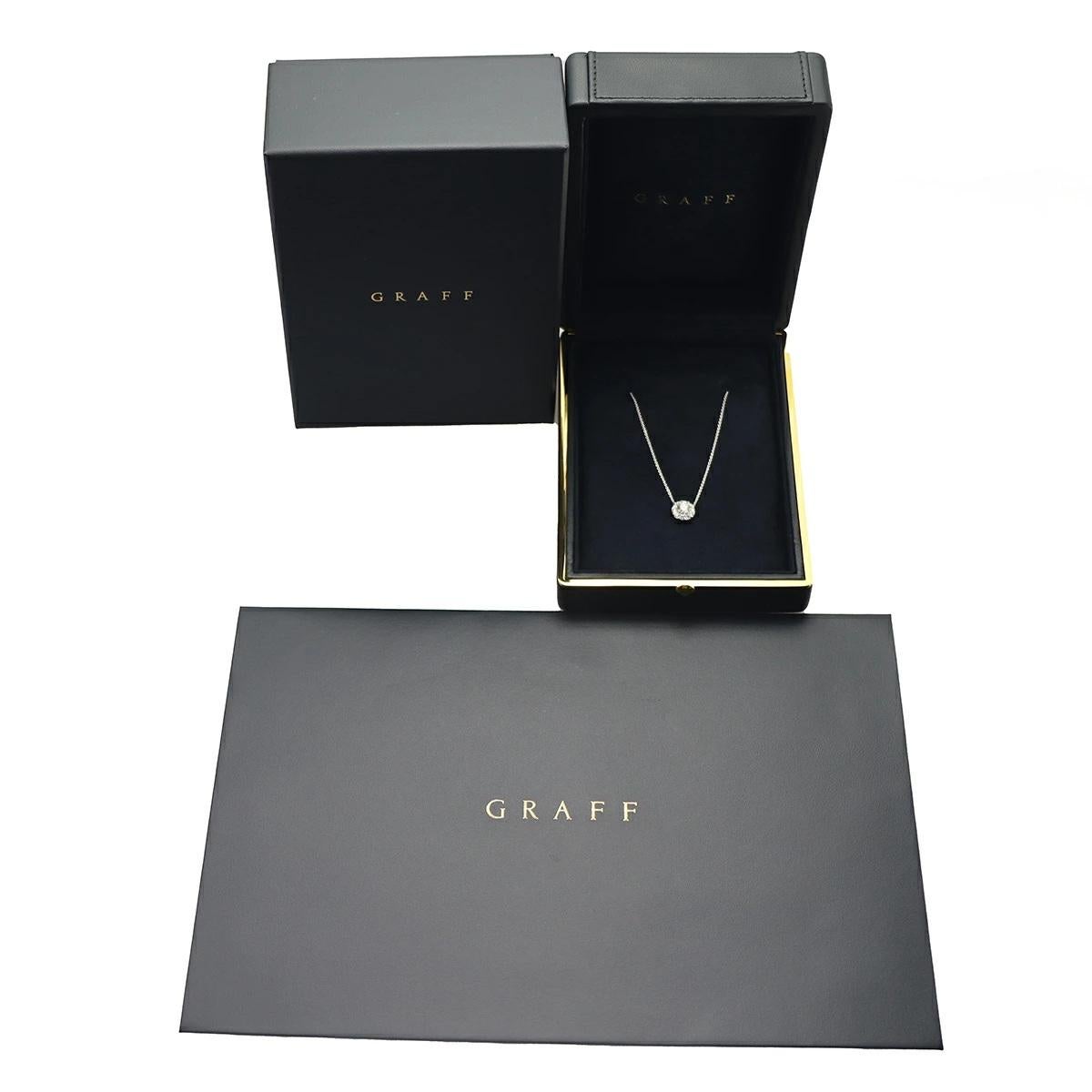 Collana con ciondolo in oro bianco 18 carati GRAFF Icon Round Diamond 0.57ct H-VVS1-3Ex in vendita 1