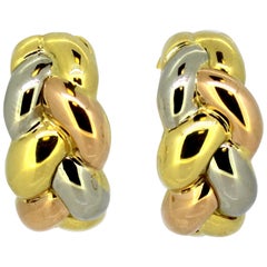 Graff, Ladies Three-Color 18 Karat Gold Clip-On Earrings, London Import, 1992