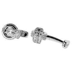 Graff London 18K White Gold Love Knot Motif Fine White Diamond Cufflinks