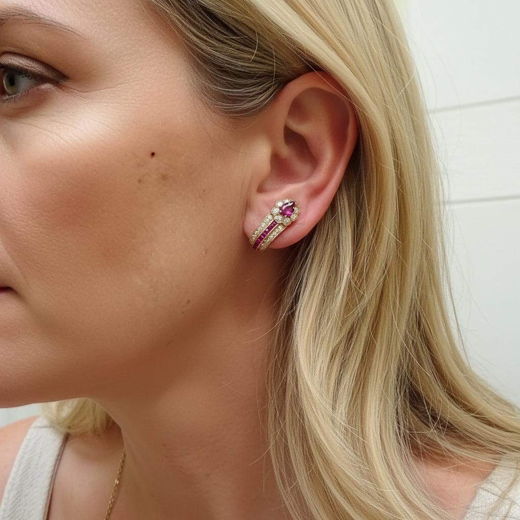 Contemporary Graff London Estate Ruby and Diamond Ear Clips For Sale