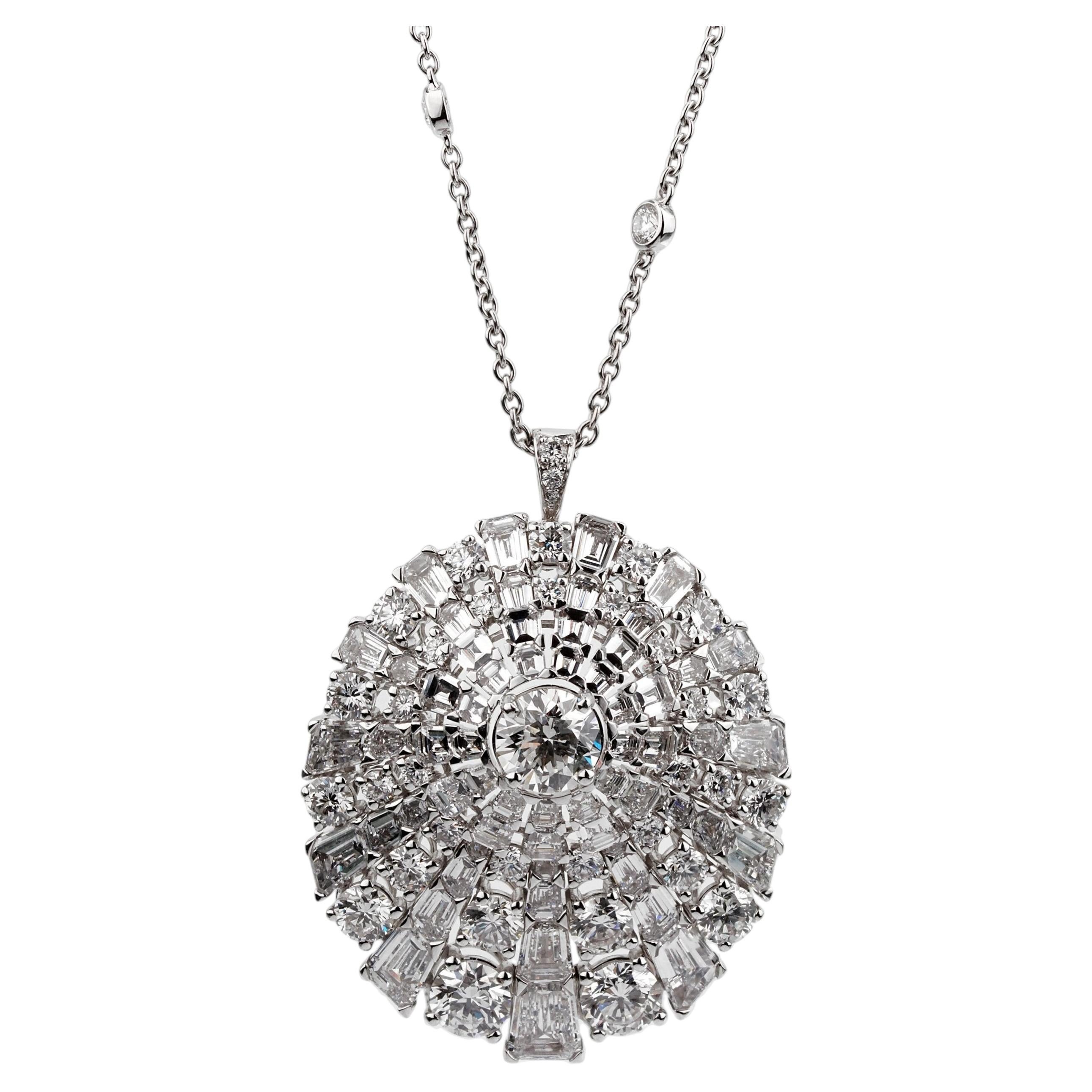 Graff Magnificent 16.42ct Diamond 18k White Gold Pendant Necklace