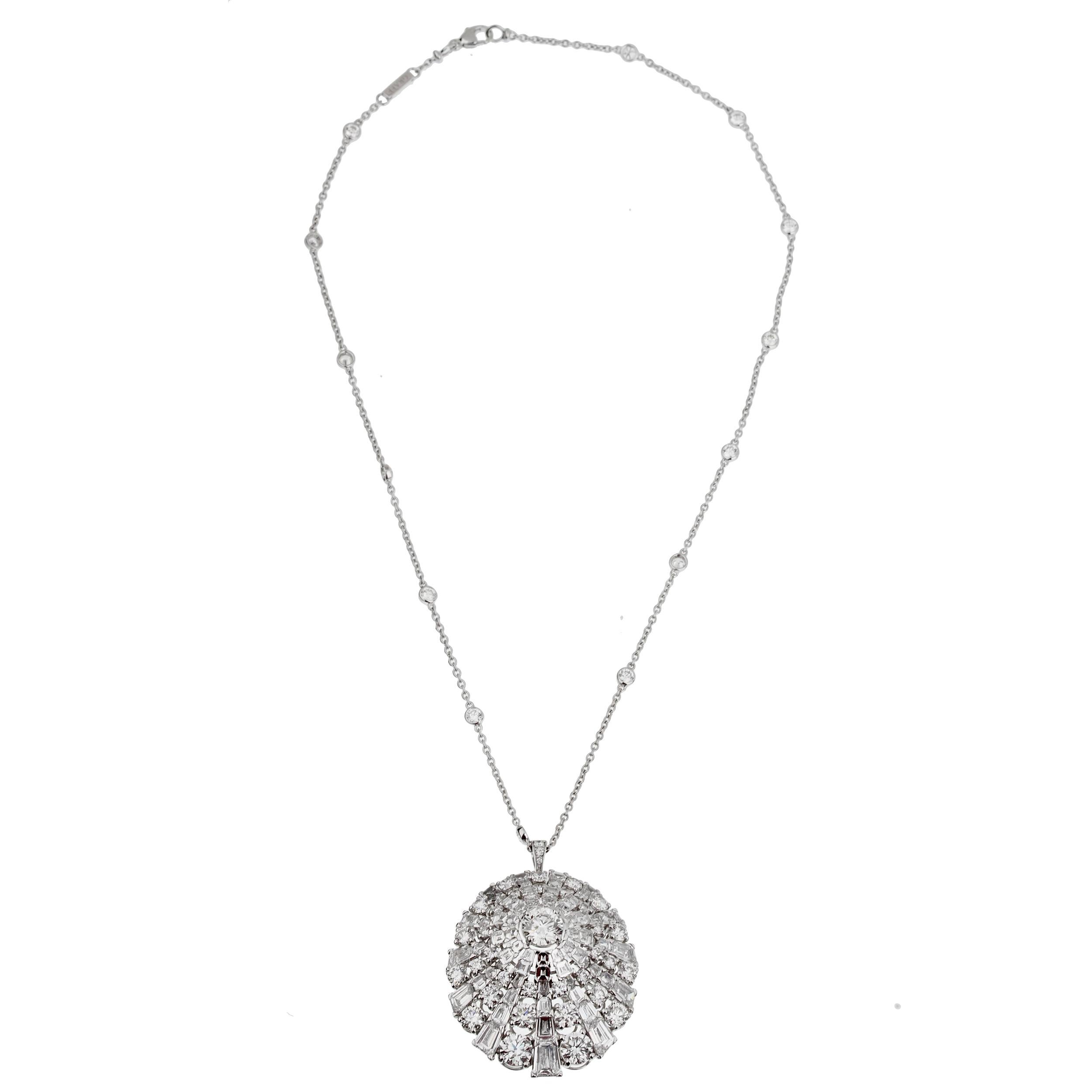 Round Cut Graff Magnificent Diamond White Gold Necklace