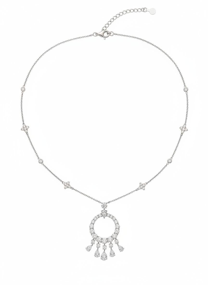 Taille ronde Graff Mini Gypsy Collier pendentif en or blanc 18K avec diamants de 5,77 carats en vente
