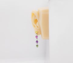 Graff Multi Color Sapphire and White Diamond Dangle Earrings in 18k