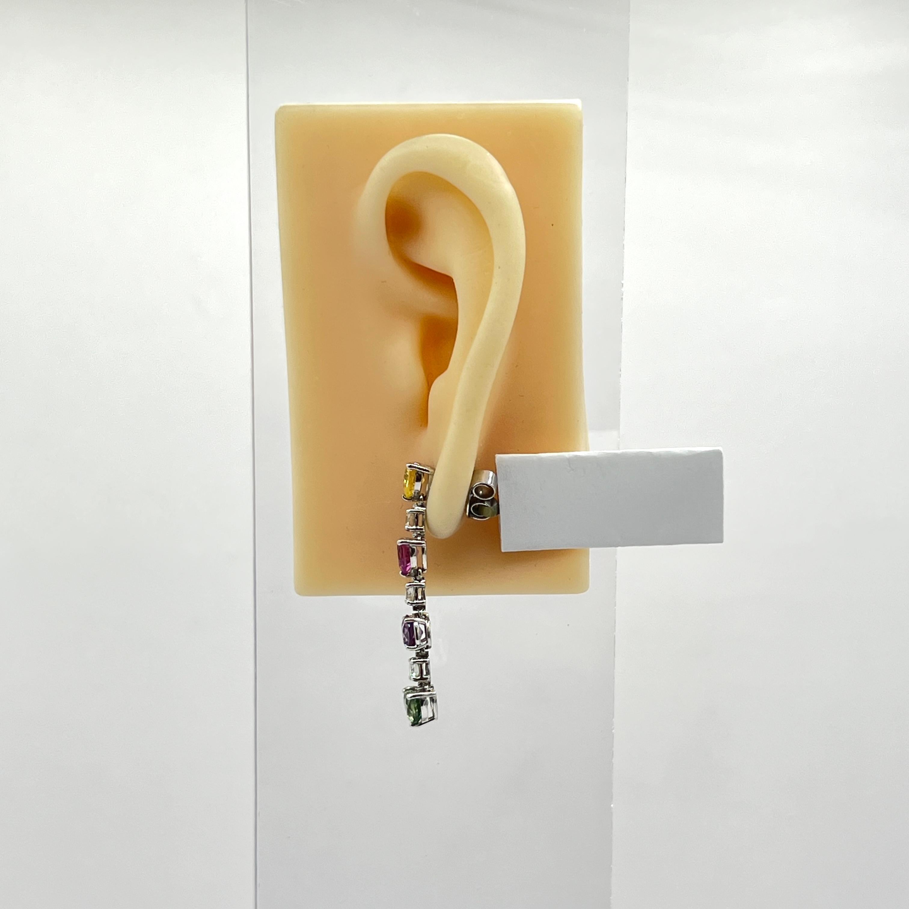 Graff Multi Color Sapphire and White Diamond Dangle Earrings in 18k In New Condition For Sale In Los Angeles, CA