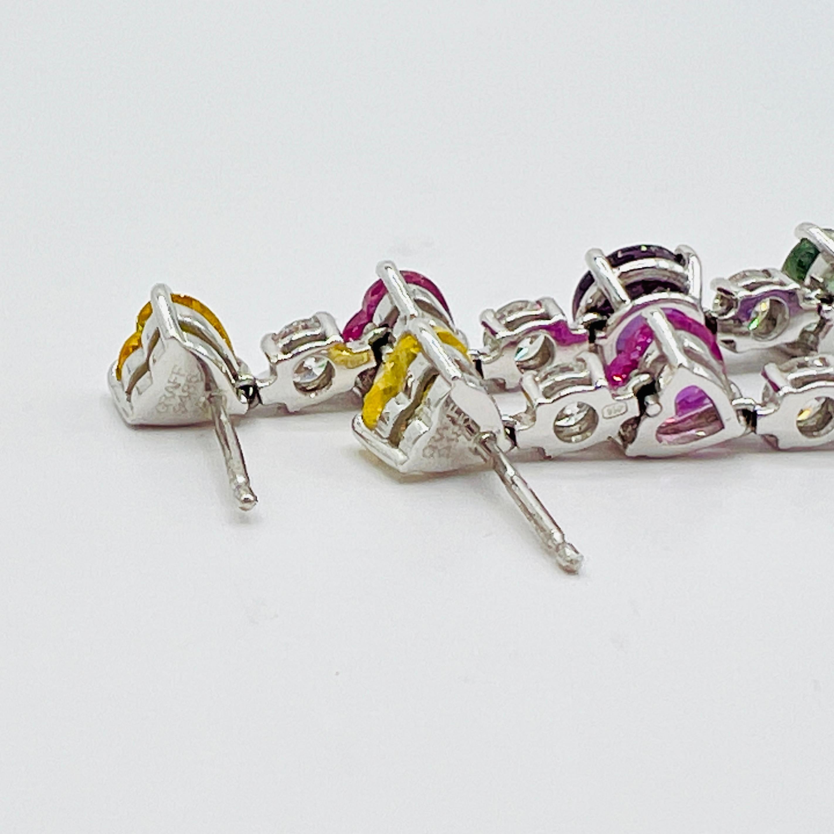 Graff Multi Color Sapphire and White Diamond Dangle Earrings in 18k For Sale 2