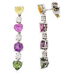 Graff Pendants d'oreilles en or 18 carats avec saphirs multicolores et diamants blancs