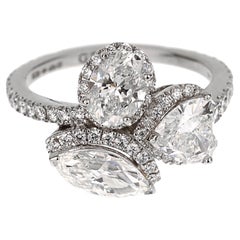 Graff Multi-Shape Diamond Platinum Cocktail Ring Sz 6