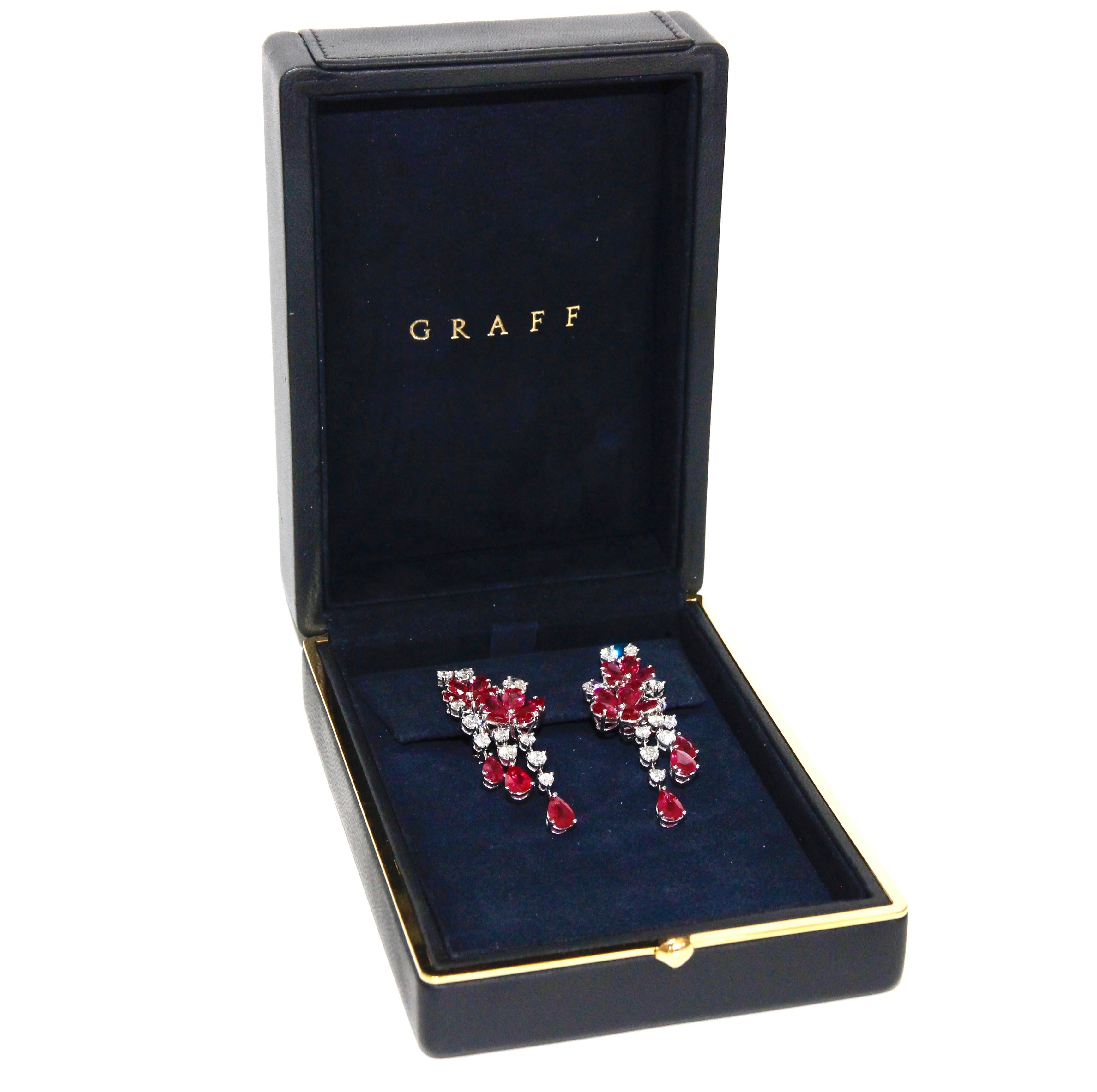 Modern Graff Multi-Shape Ruby and White Diamond Double Flower Carissa Earrings
