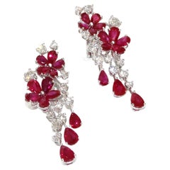 Graff Multi-Shape Ruby and White Diamond Double Flower Carissa Earrings