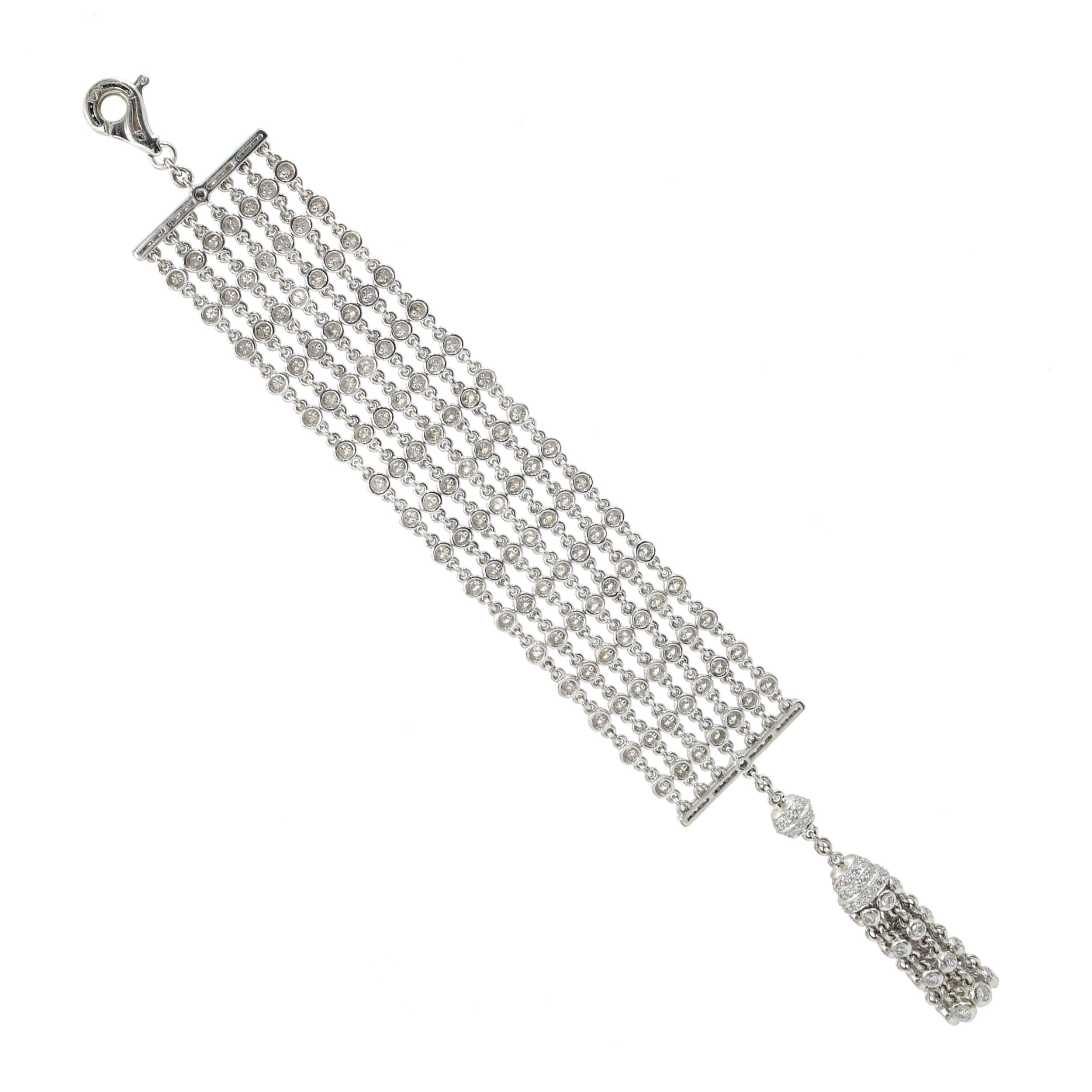 Graff Multi Strand Diamond Chain Tassel Bracelet 9