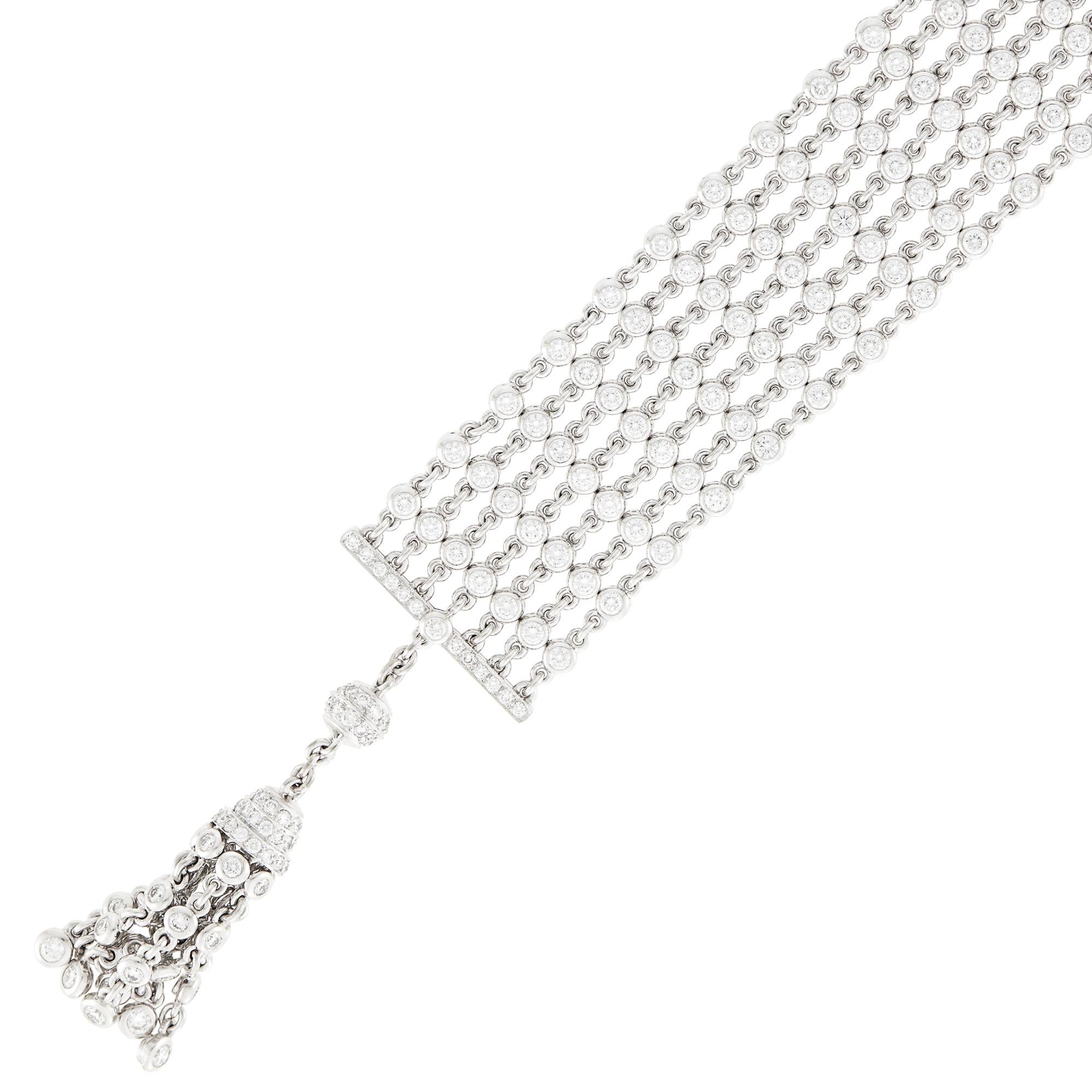 Graff Multi Strand Diamond Chain Tassel Bracelet In Excellent Condition For Sale In New York, NY
