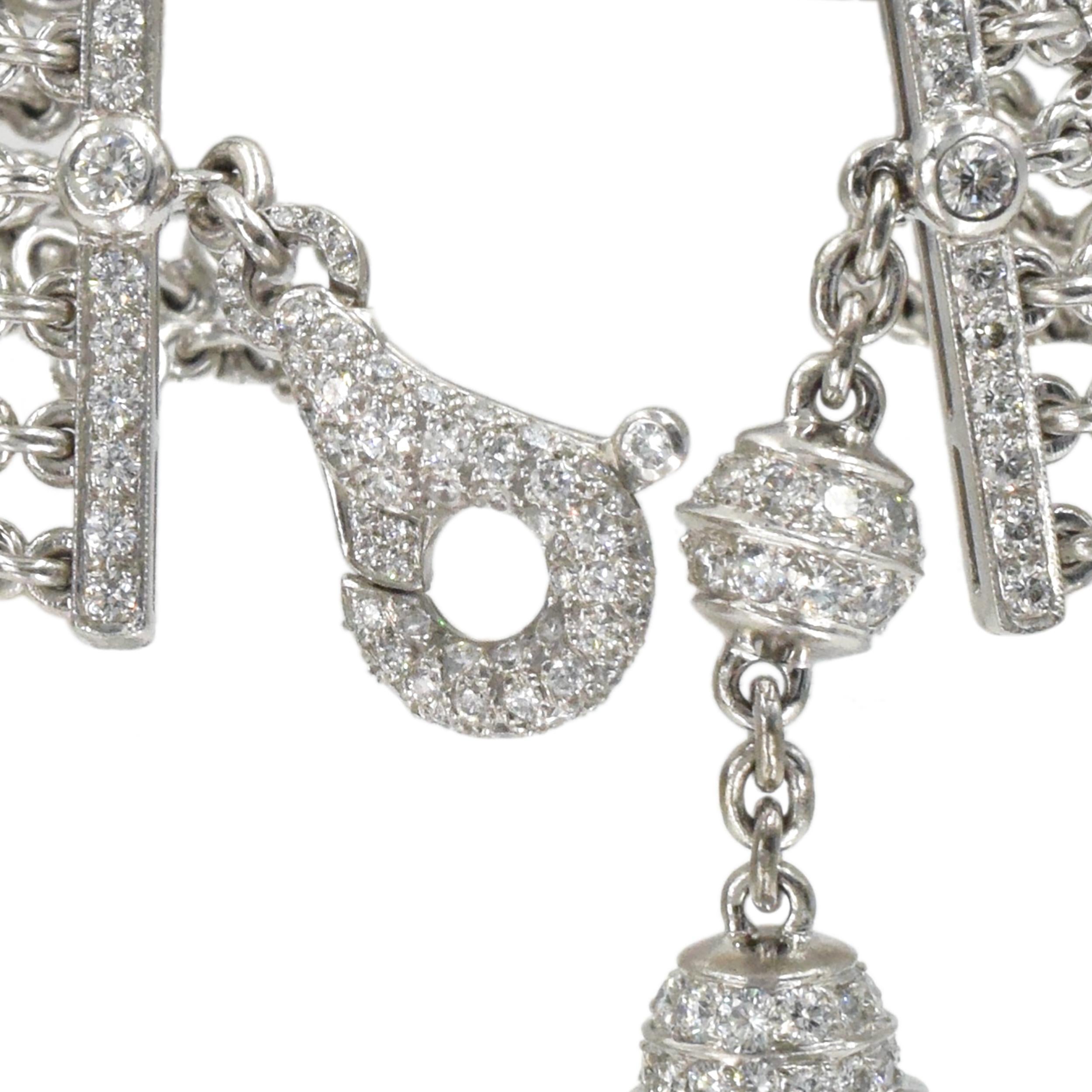 Graff Multi Strand Diamond Chain Tassel Bracelet For Sale 1