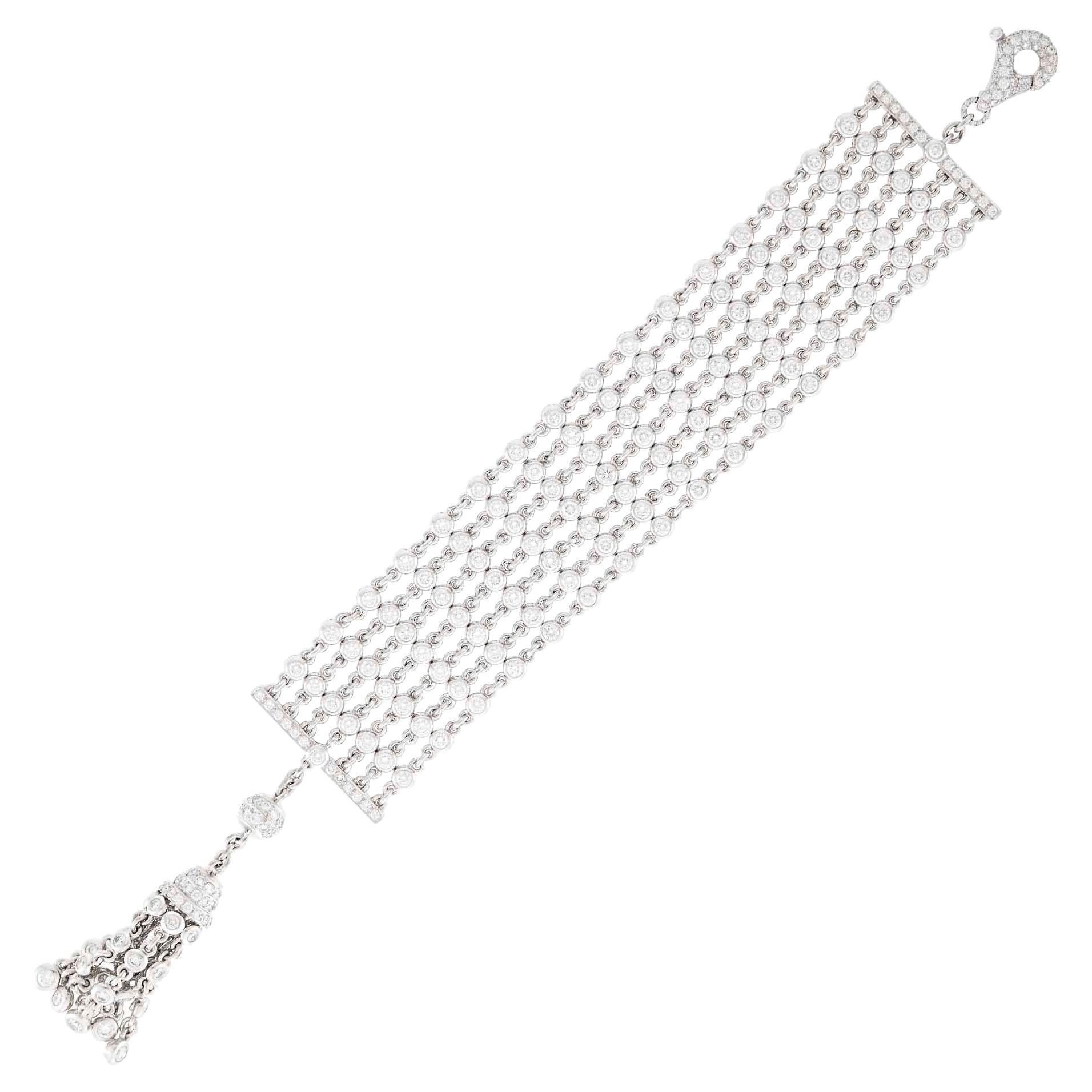 Graff Multi Strand Diamond Chain Tassel Bracelet