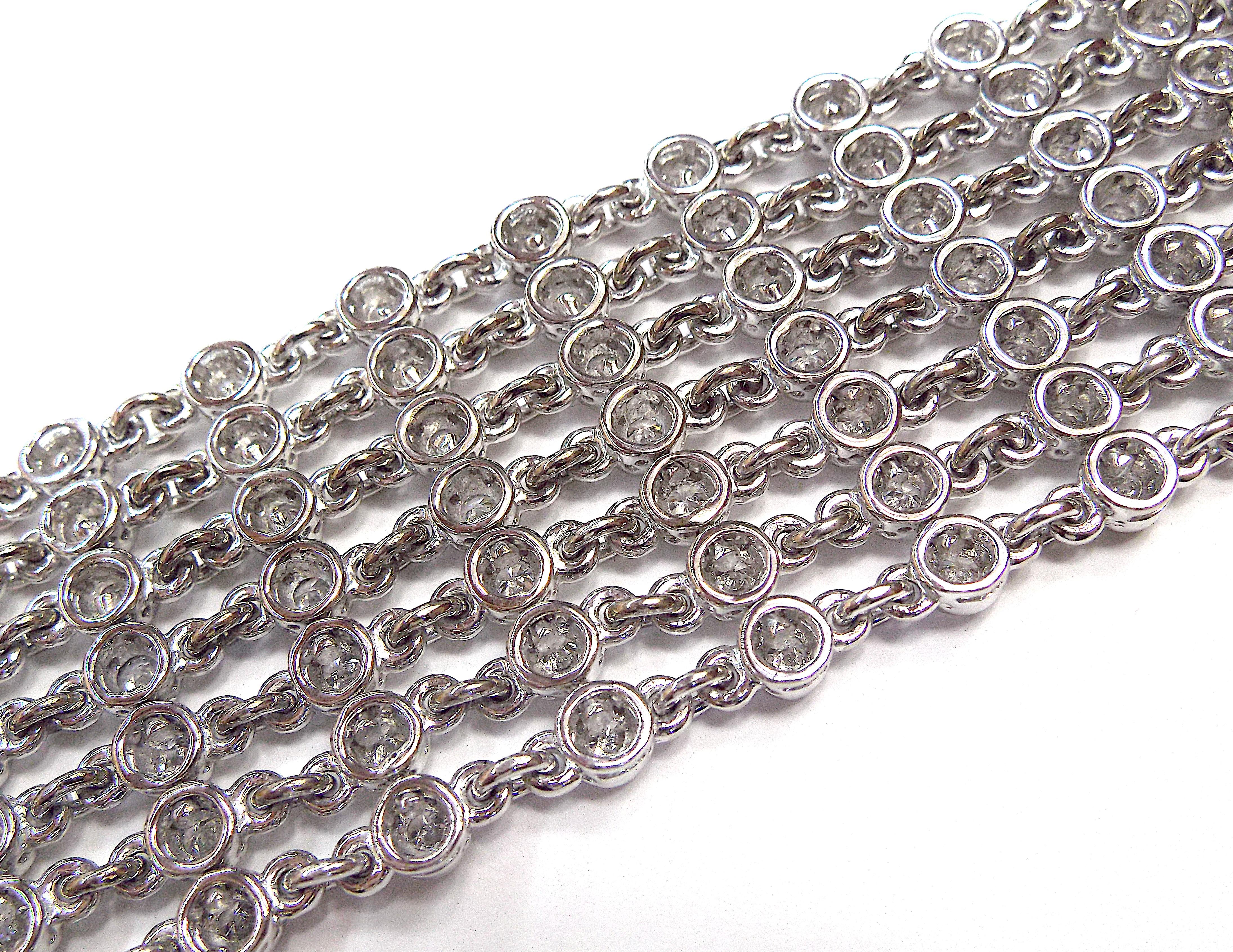 Graff Multistrand Platinum Diamond Chain Tassel Adjustable Bracelet 1