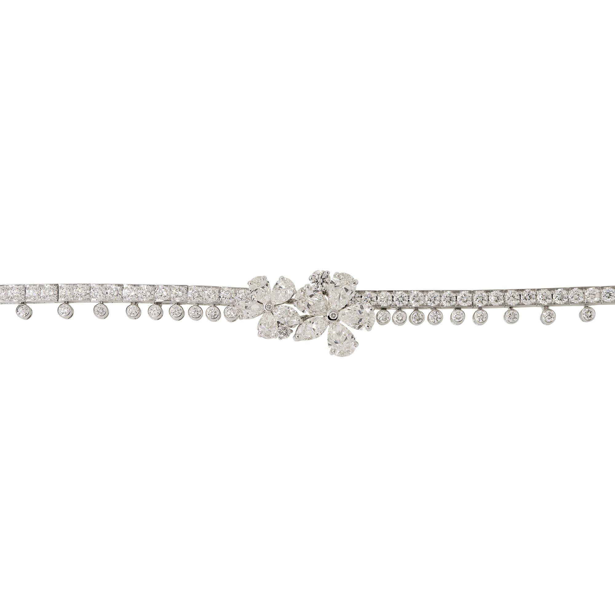 Women's Graff Natural 7.50 Carat Diamond 18 Karat Carissa Flower Bracelet In Stock For Sale