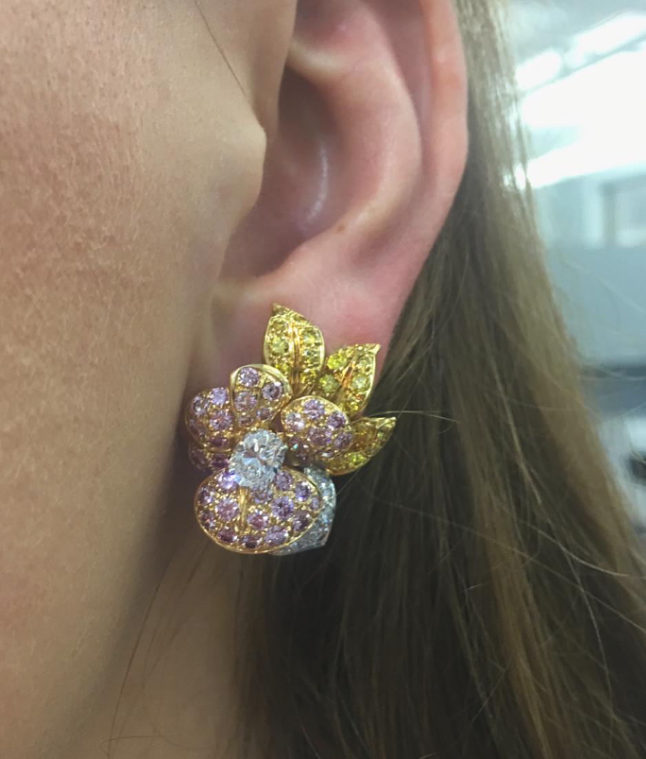 pink and yellow earrings