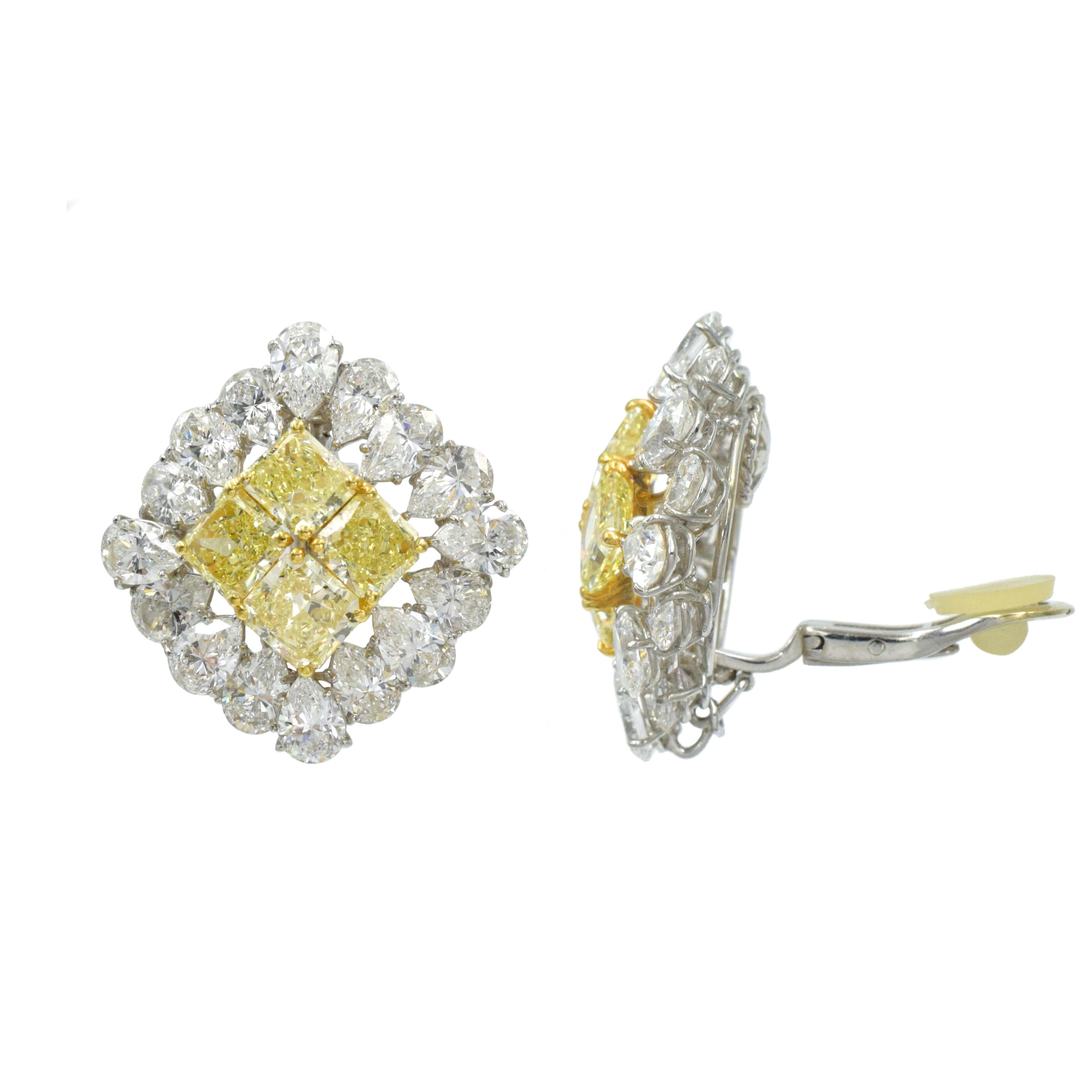 Graff Natural Yellow and White Diamond Earrings 1
