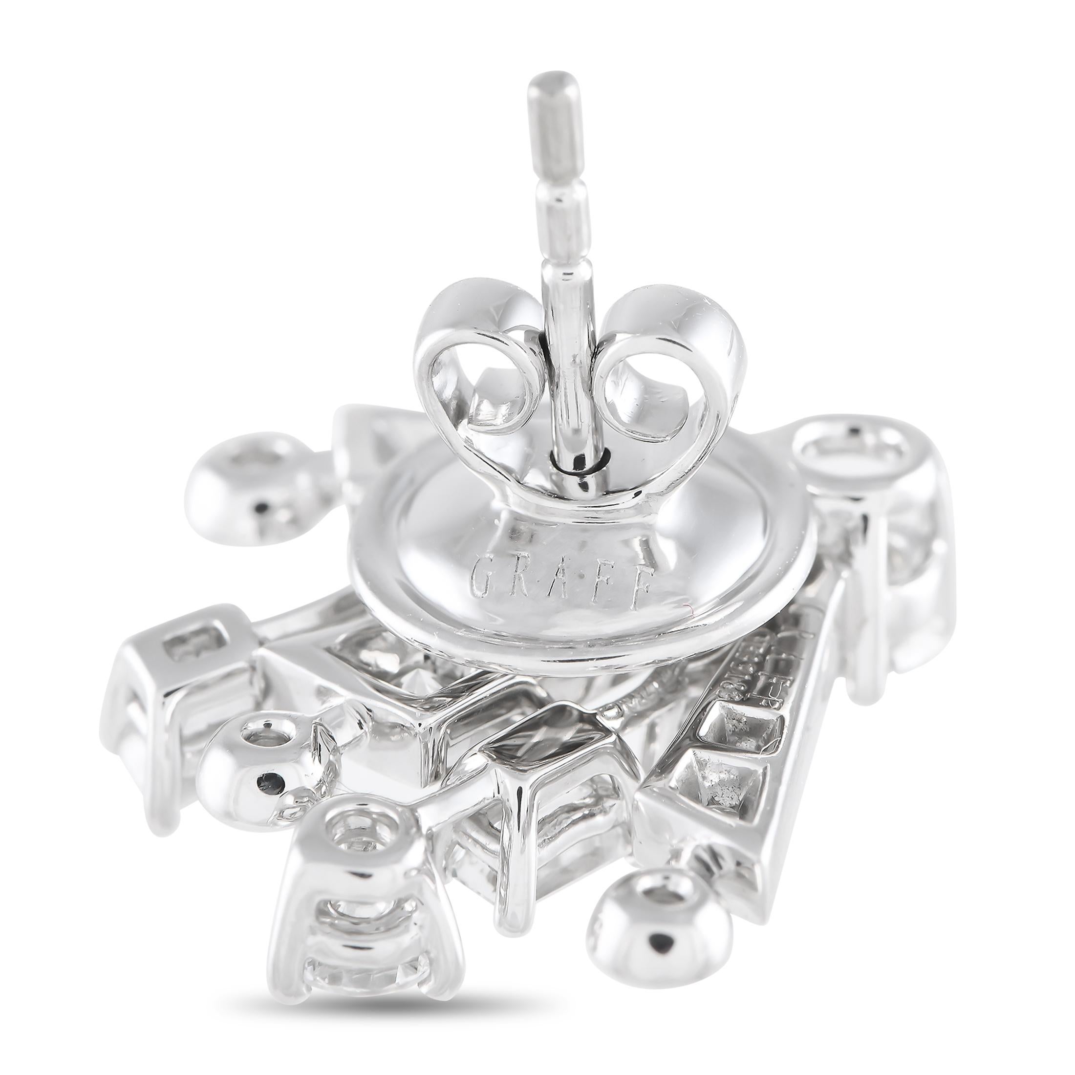 Round Cut Graff New Dawn 18K White Gold 2.15ct Diamond Earrings