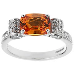 Graff Orange Sapphire Diamond White Gold Cocktail Ring