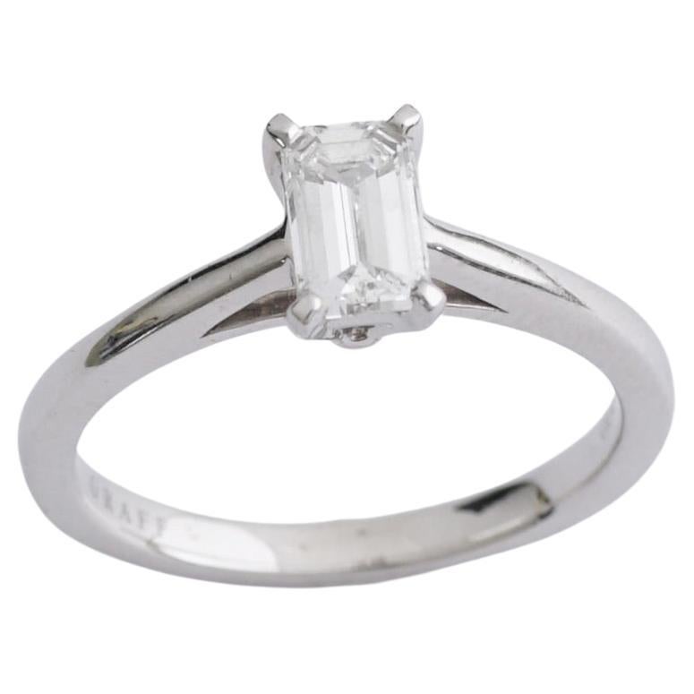 GRAFF, "Paragon" GIA 0,50 Karat F/VVS1 Smaragd Diamant Verlobungsring im Angebot