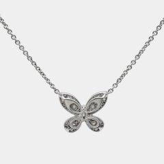 Graff Pavé Butterfly Diamond 18K White Gold Pendant Necklace