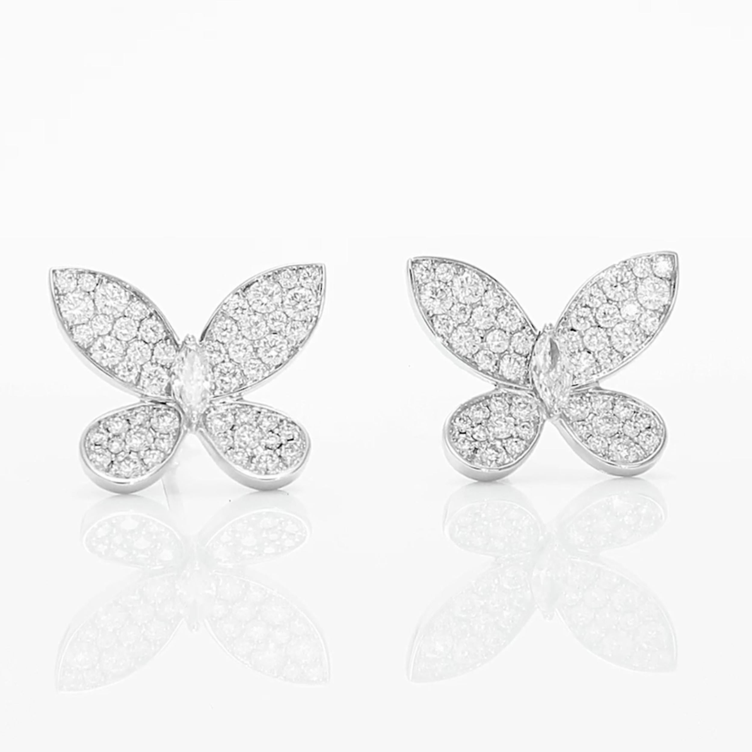 Graff Pavé Schmetterling Diamant Kleine Ohrstecker im Zustand „Neu“ in North Miami Beach, FL