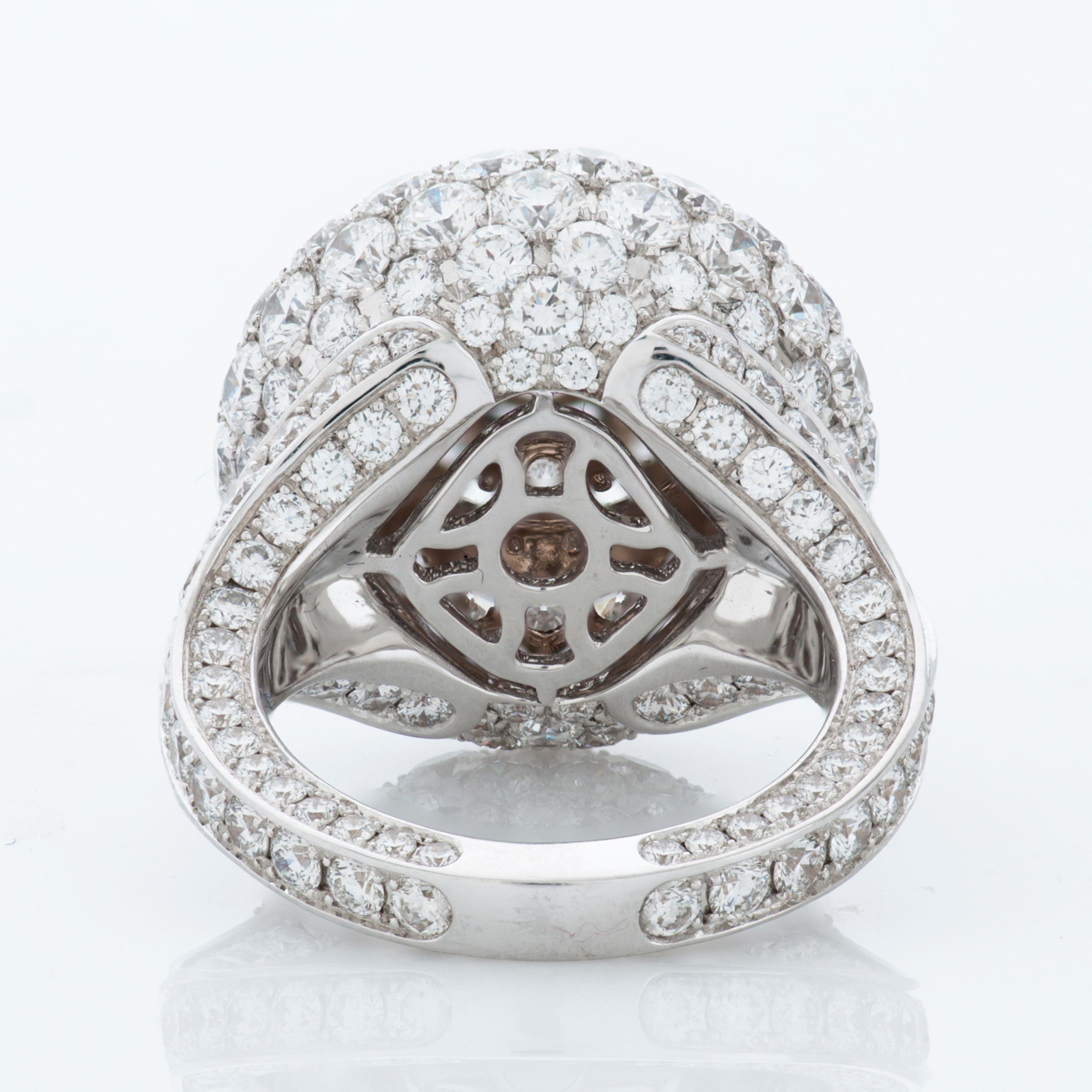 Round Cut Graff Pave Diamond Bombe Ring in 18kwg with 1.00ct G/VVS2 Round Diamond Center For Sale