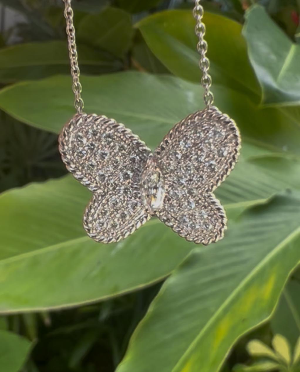 Graff - Collier papillon à pendentifs en diamants pavés en vente 2