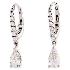 Boucles d'oreilles pendantes Graff en or blanc 18 carats avec diamants en forme de poire
