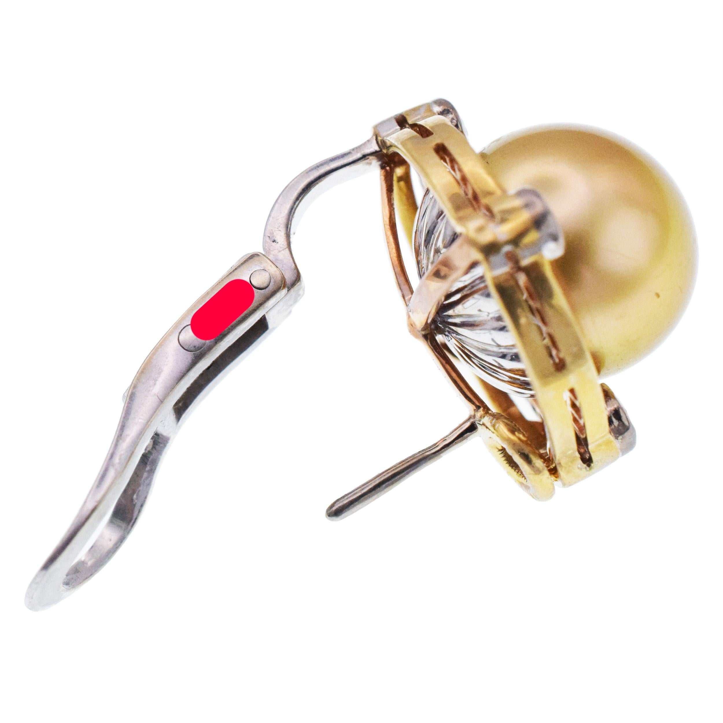 Graff Pink and White Diamond with Yellow Pearl Earrings For Sale 4