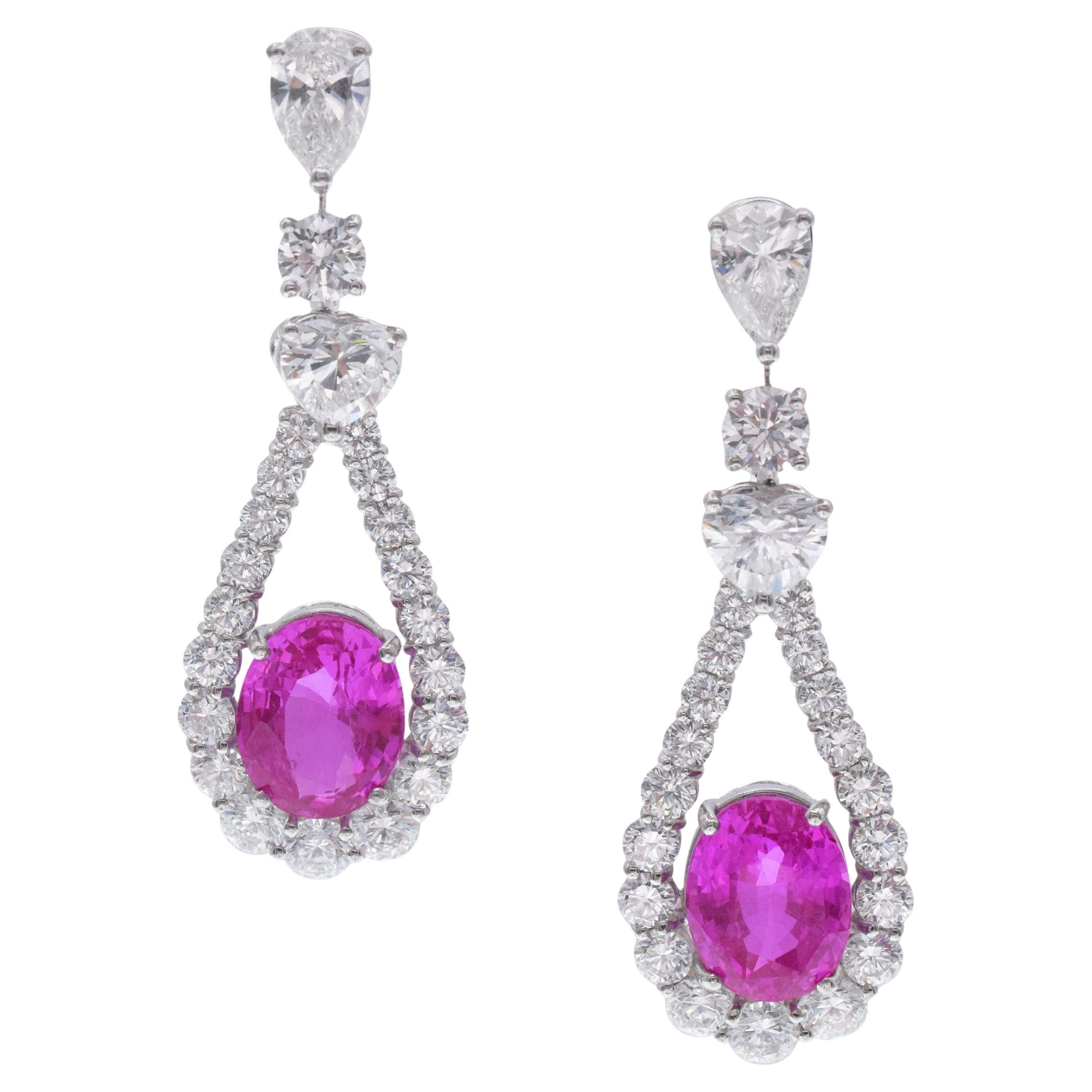 GRAFF Pink Sapphire " No Heat"  Diamond Earrings For Sale