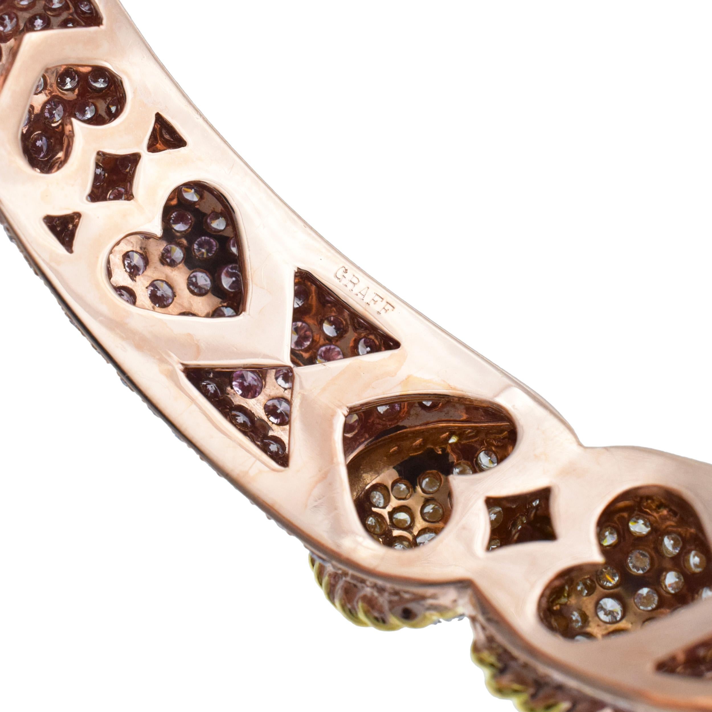 GRAFF  Bracciale Bangle con diamanti bianchi e rosa in vendita 5