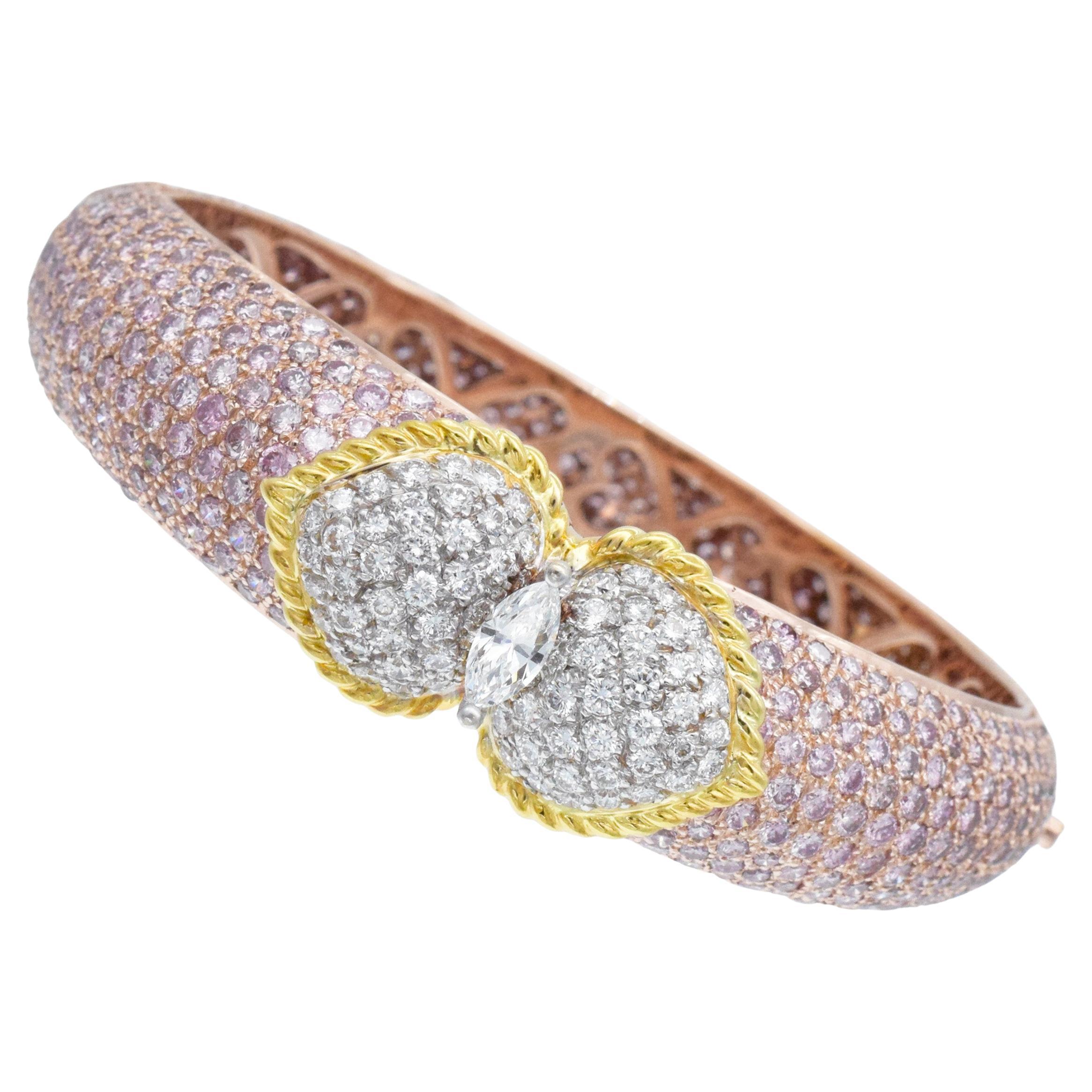 GRAFF  Pink & White Diamond Bangle Bracelet For Sale