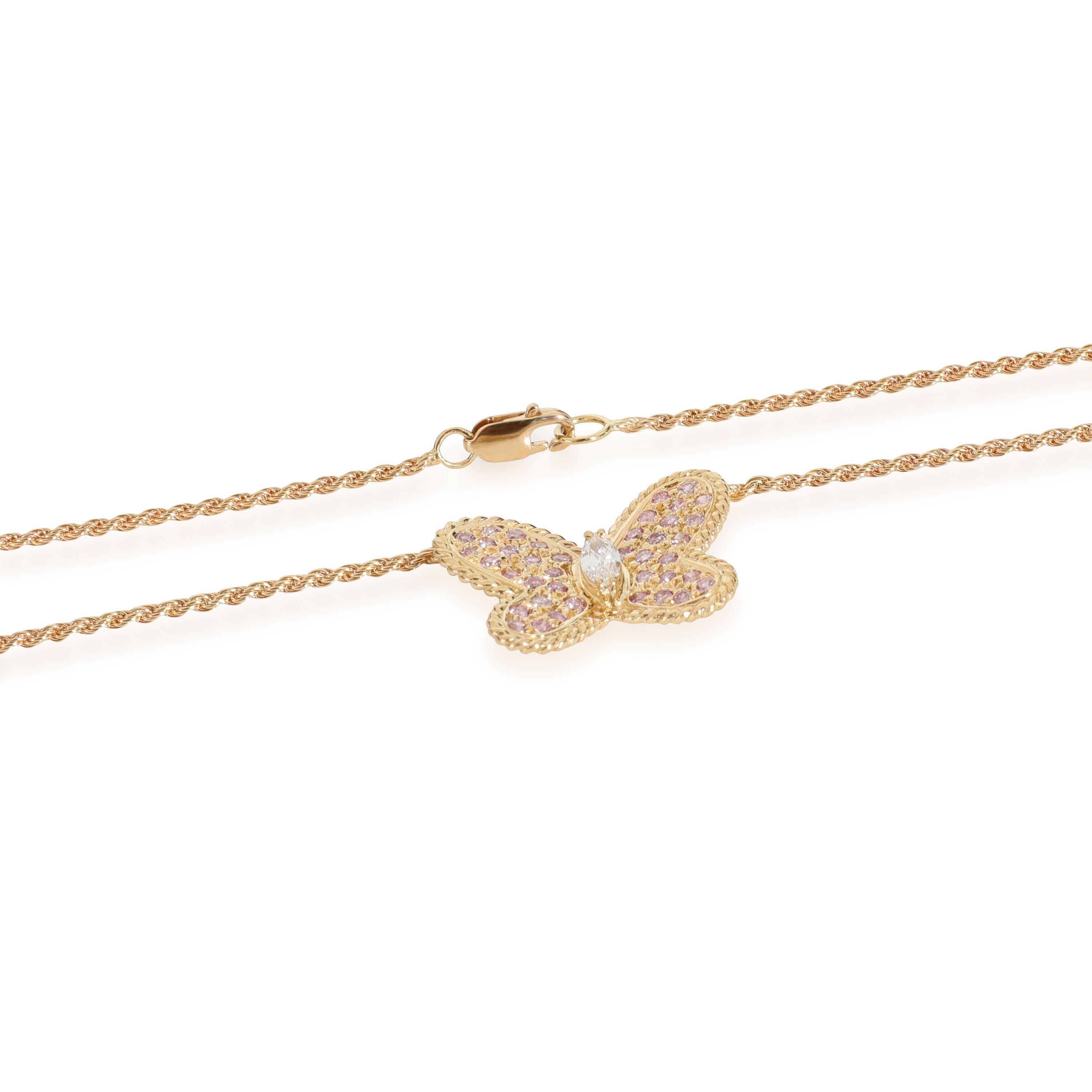 Graff Collier papillon en or jaune 18 carats avec diamants roses et blancs de 0,75 carat Excellent état - En vente à New York, NY
