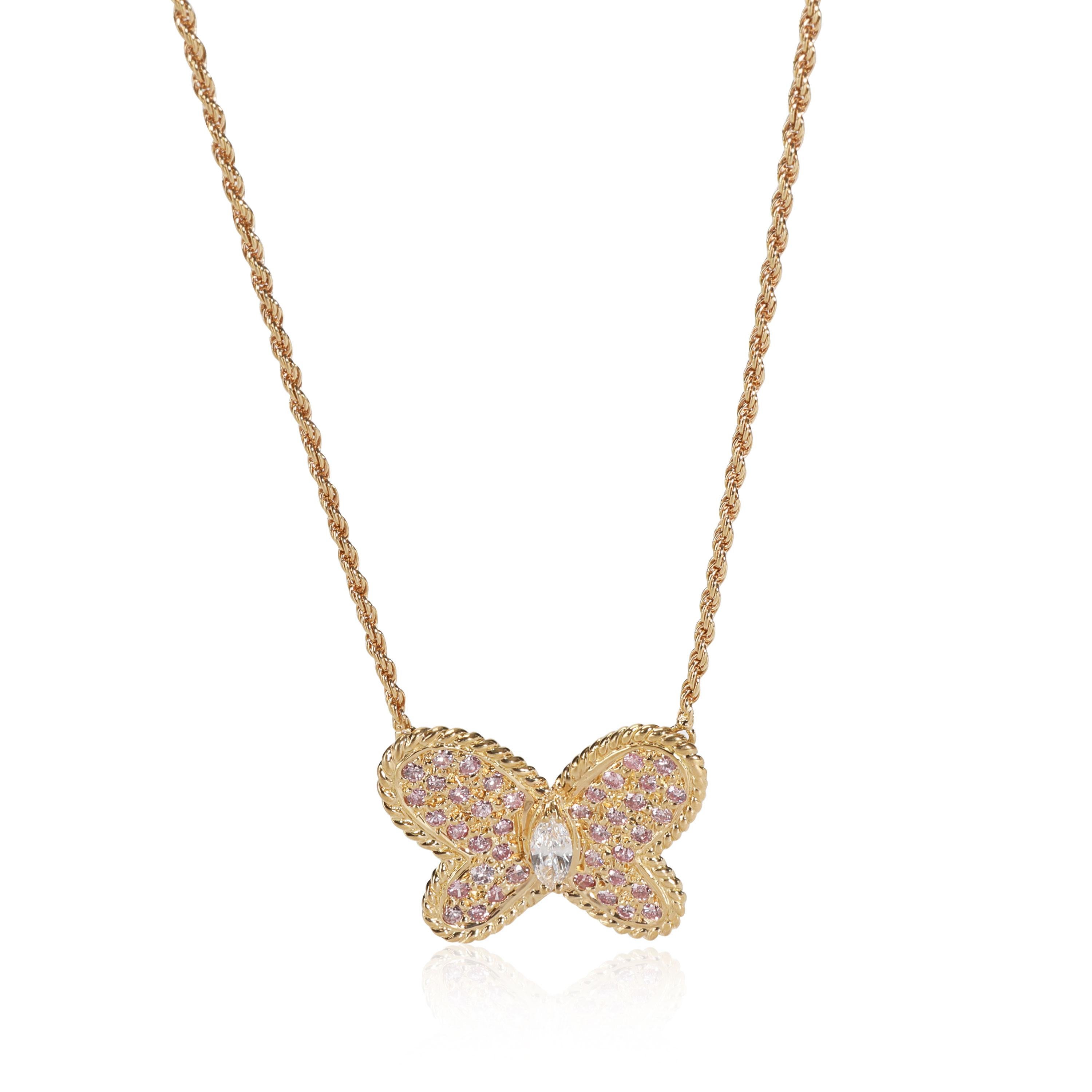 Graff Collier papillon en or jaune 18 carats avec diamants roses et blancs de 0,75 carat Pour femmes en vente