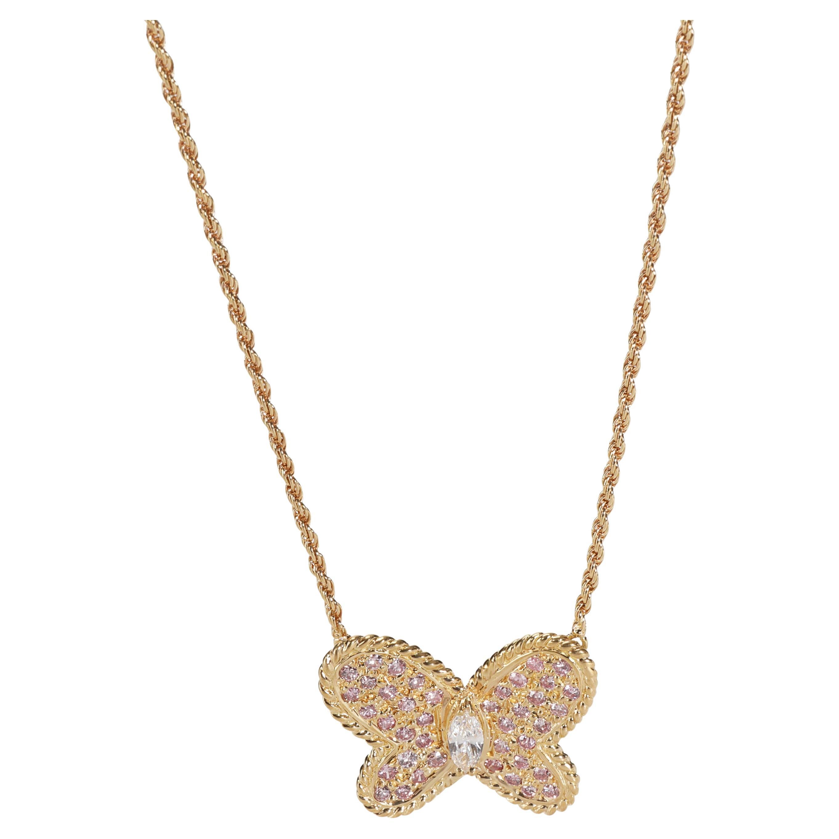 Collana Graff Pink & White Diamond Butterfly in oro giallo 18 carati 0,75 CTW