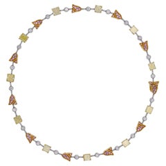 Graff  Pink, Yellow, and White Diamond Tulip Necklace