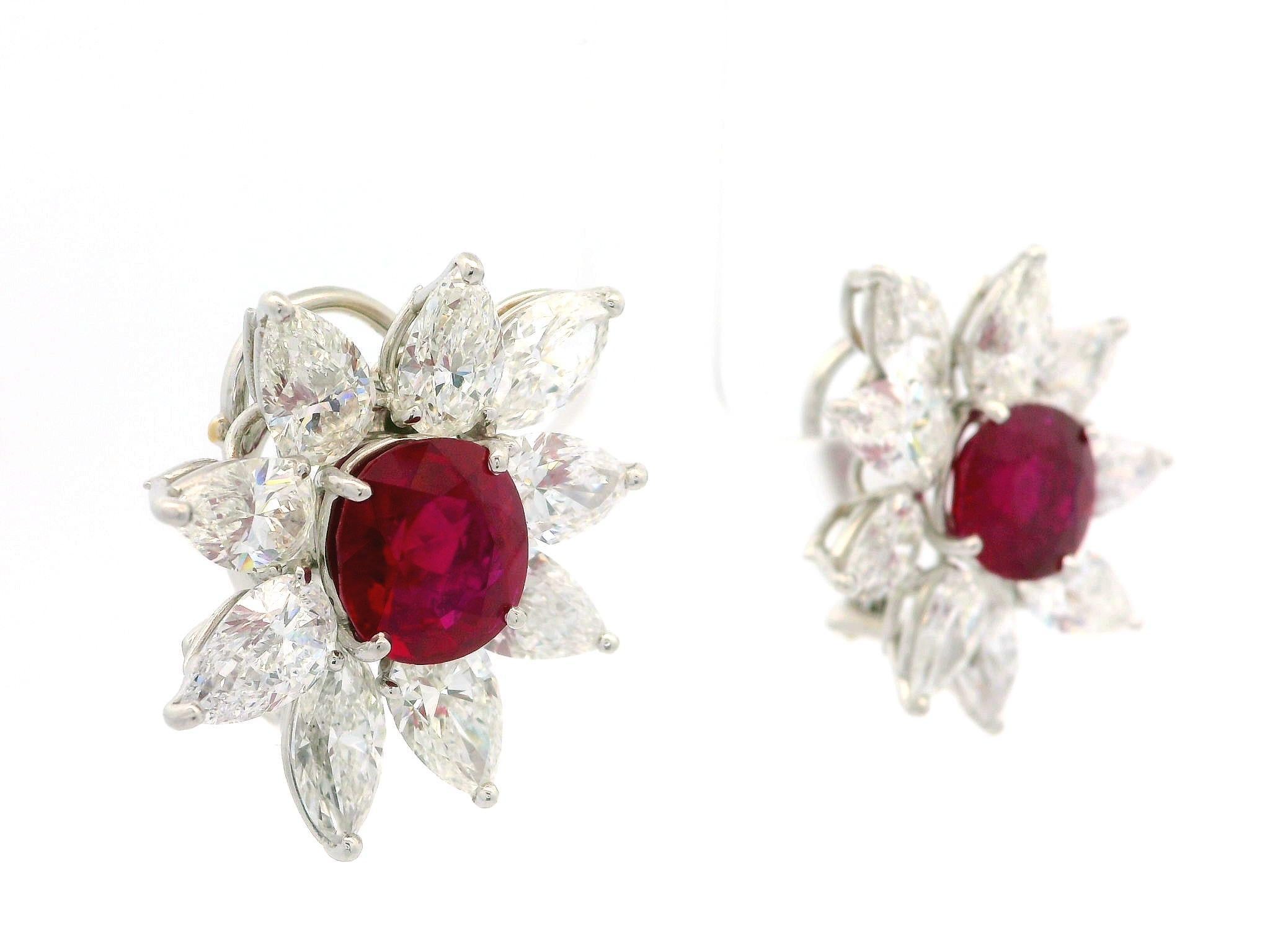 Graff Platino y Oro de 18 quilates AGL 21,34 quilates Rubí de Birmania y Pendientes de Diamantes en Spray en venta 5