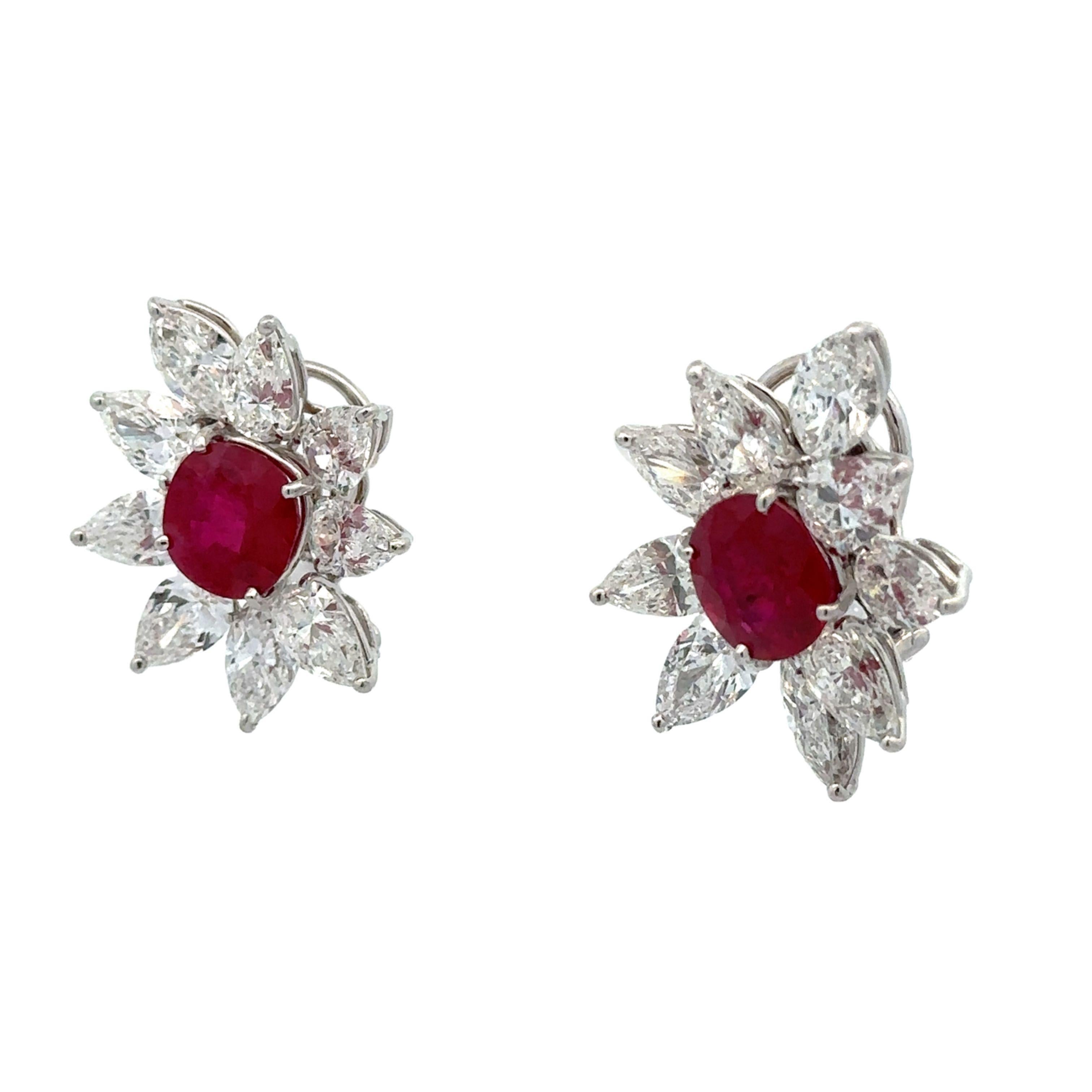 De las mujeres Graff Platino y Oro de 18 quilates AGL 21,34 quilates Rubí de Birmania y Pendientes de Diamantes en Spray en venta